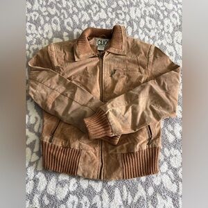 suede clio tan leather jacket